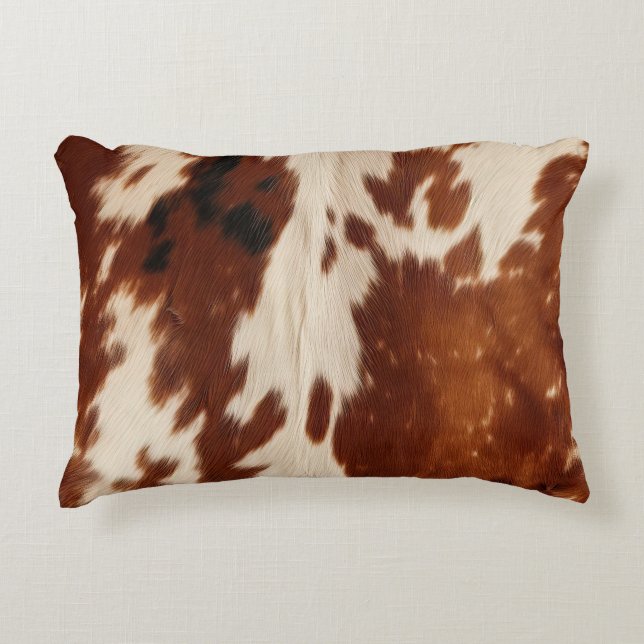 Western White Brown Black Cowhide Dekokissen (Vorderseite)