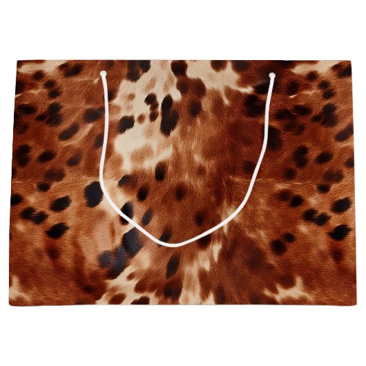 Western White Brown Black Cowhide Große Geschenktüte (Vorderseite)