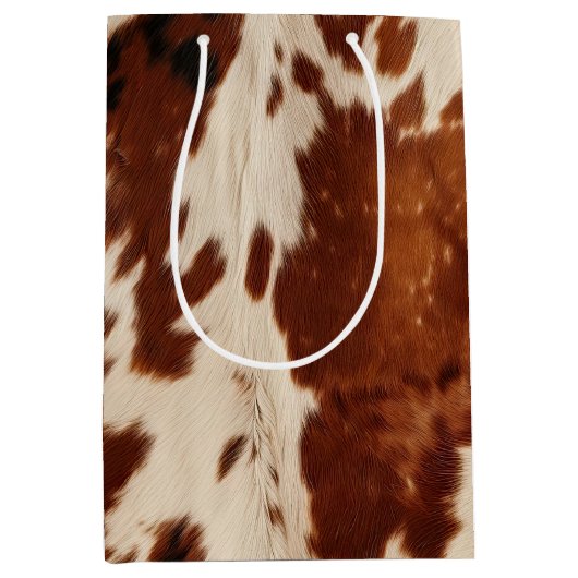 Western White Brown Black Cowhide Mittlere Geschenktüte (Vorderseite)