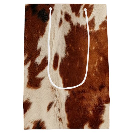 Western White Brown Black Cowhide Mittlere Geschenktüte (Rückseite)