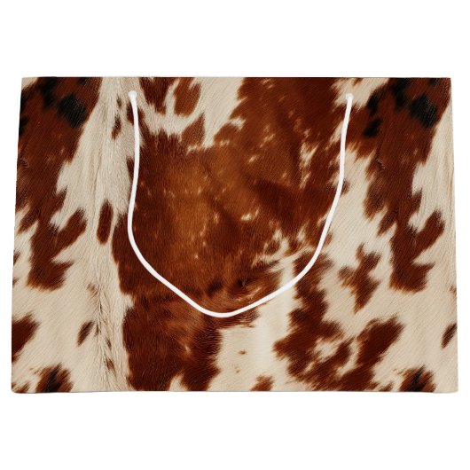 Western White Brown Cowhide Große Geschenktüte (Vorderseite)