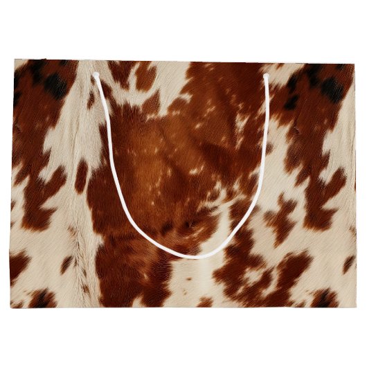Western White Brown Cowhide Große Geschenktüte (Rückseite)