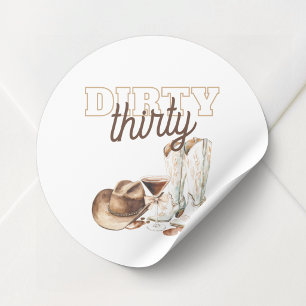 Western White Dirty Thirty 30. Geburtstagsfeier Runder Aufkleber