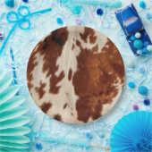 Western White Gepunktet Brown Black Cowhid Pappteller (Party)