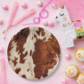 Western White Gepunktet Brown Black Cowhid Pappteller (Party)