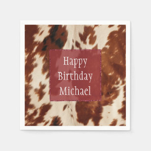 Western White Gepunktet Brown Black Cowhid Serviette