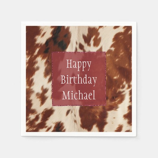Western White Gepunktet Brown Black Cowhid Serviette (Vorderseite)