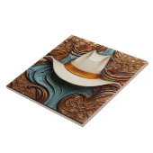 Western White Ranch Cowboy Hat Fliese (Seite)