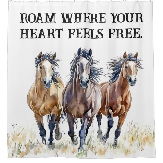 Western Wild & Free Mustang Pferde Duschvorhang (Vorderseite)