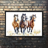 Western Wild & Free Mustang Pferde Poster