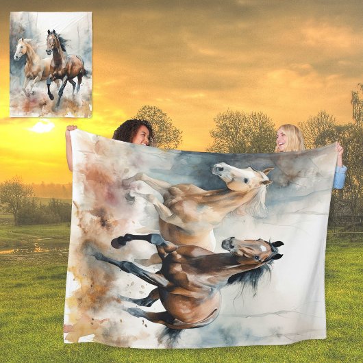Western Wild Pferde Fleece Blanket