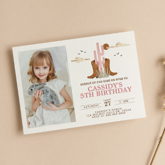 Western Wild West Country Cowgirl Rodeo Geburtstag Einladung