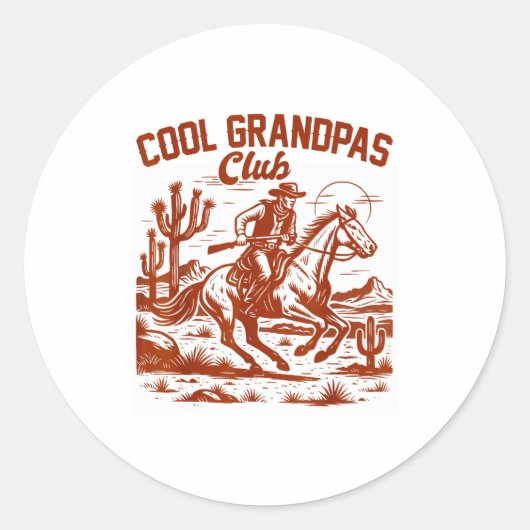 Western Wild West Grandpa Papa Cool Grandpas Club  Runder Aufkleber (Vorderseite)