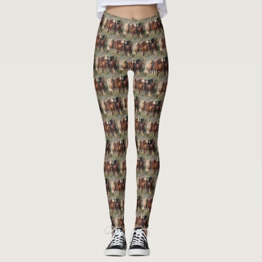 Western-wilde Mustangs Leggings (Vorderseite)