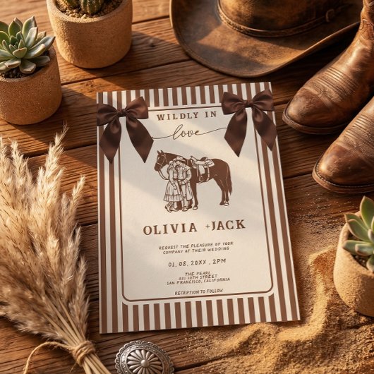 Western Wildly in love Hand Drawn Wedding Einladung