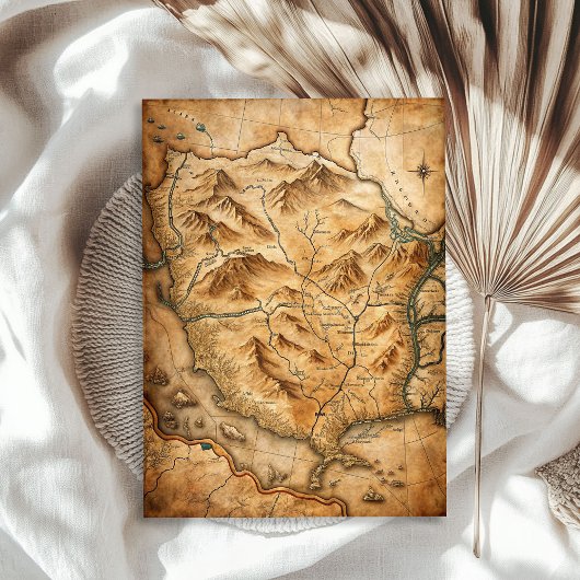 Western Wildwest Altes Schatzkarte Aquarell Seidenpapier