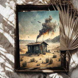 Western Wildwest kleines Holzhaus in Prärie Seidenpapier