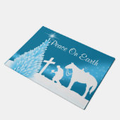 Western Willkommen Cowboy Prachen Winterlandschaft Fußmatte (Schrägansicht)