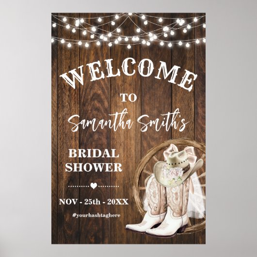Western Willkommen Cowgirl Boots Hat Brautparty Poster (Vorne)