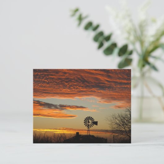 Western Windmill Sunset Postkarte (Stehend Vorderseite)
