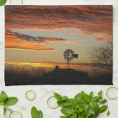 Western-Windmühlen-Sonnenuntergang Handtuch (Gefaltet)