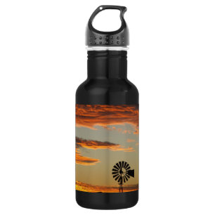 Western-Windmühlen-Sonnenuntergang Trinkflasche