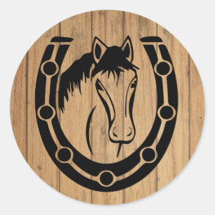 Western Wood Rustic Wedding Runder Aufkleber