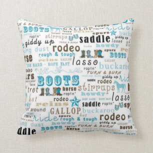 Western Word Art Türkis MoJo Kissenhülle Kissen