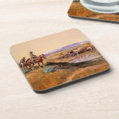 Western "Work Over" Art von Charles M Russell Getränkeuntersetzer (Linke Seite)