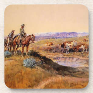 Western "Work Over" Art von Charles M Russell Getränkeuntersetzer