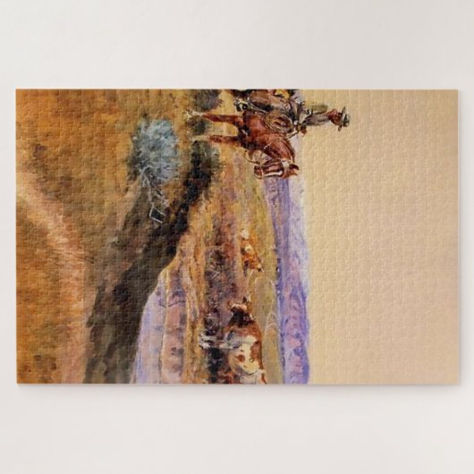 Western "Work Over" Art von Charles M Russell Puzzle (Horizontal)