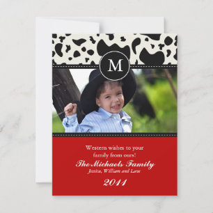 Western wünscht Monogram Weihnachtskarte Feiertagskarte