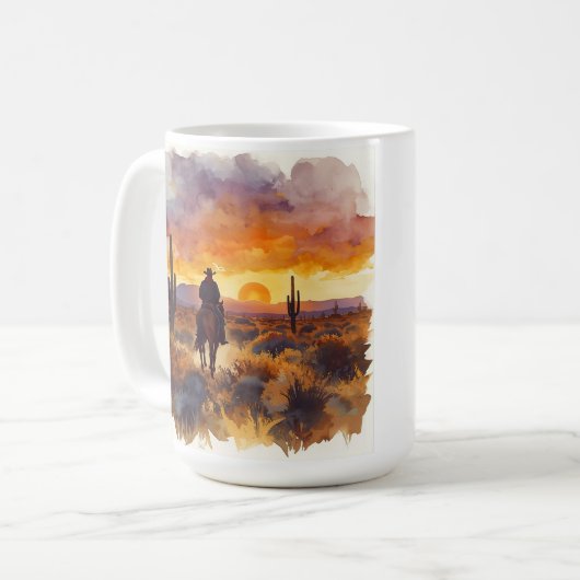 Western Wüste Landschaft Cowboy Kaffeetasse (Vorderseite Links)