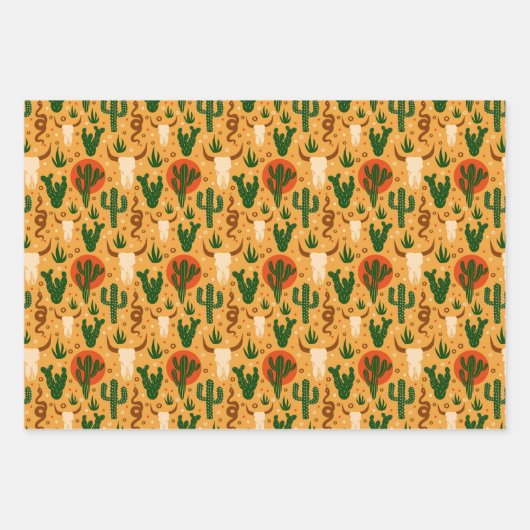 Western Wüstenbrille Kaktus Schlangen Rustikales M Geschenkpapier Set (Vorderseite 2)