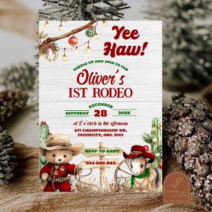 Western Yeehaw Christmas Red Cowboy Rodeo Geburtst Einladung