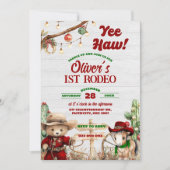 Western Yeehaw Christmas Red Cowboy Rodeo Geburtst Einladung (Vorderseite)