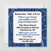 Westernbandana-Cowboy-Geburtstags-Einladung Einladung (Rückseite)