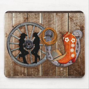 Westerner Cowboy Cowgirl Hufeisen Wagenrad Mousepad