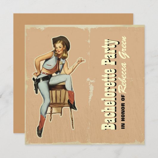 Westernland-Cowboy-Junggeselinnen-Abschied Einladung (Vorne/Hinten)