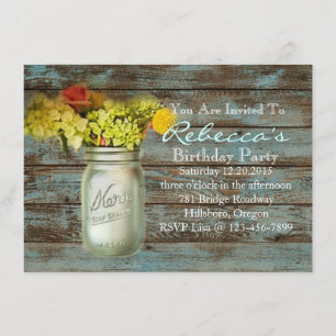 Westernlandart-Wildblume-Maurerglas Einladung