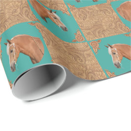 Westernpalomino-Pferd und Leder-Druck Geschenkpapier