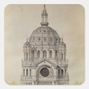 Westfassade der Kirche St. Augustin Quadratischer Aufkleber
