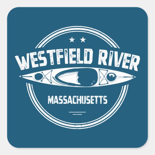 Westfield River Massachusetts Kayaking Quadratischer Aufkleber (Vorderseite)