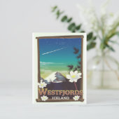 Westfjordanland Island Reiseplakat Postkarte (Stehend Vorderseite)