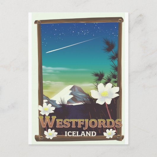 Westfjordanland Island Reiseplakat Postkarte (Vorderseite)