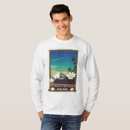 Westfjordanland Island Reiseplakat T-Shirt (Vorne ganz)