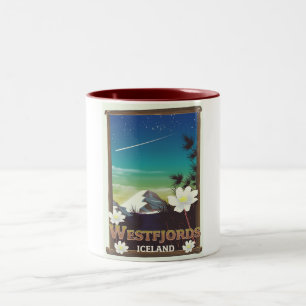 Westfjordanland Island Reiseplakat Zweifarbige Tasse