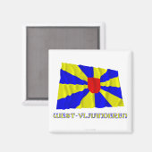 Westflandern Waving Flag mit Namen Magnet (Vorderseite/Rückseite)