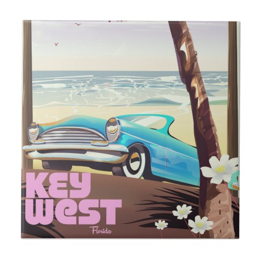 Westflorida Vintage Reiseplakat Fliese (Vorderseite)