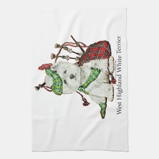 Westhochland Terrier Geschirrtuch (Vertikal)